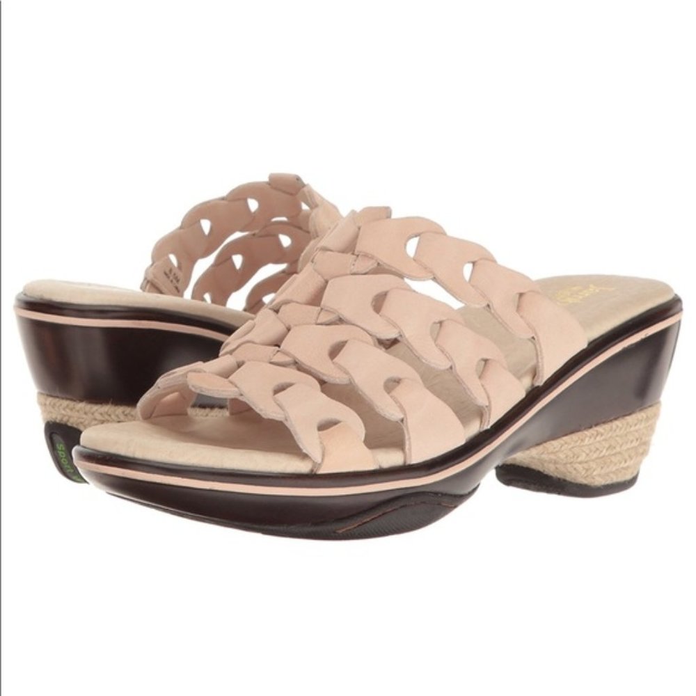 JAMBU Romance Espadrille Sport Wedge Cream Leather